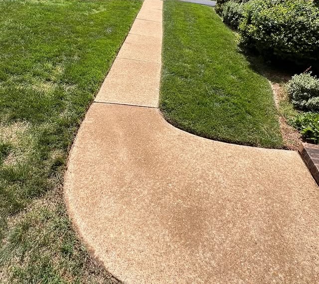 Clean sidewalk after pressure washing