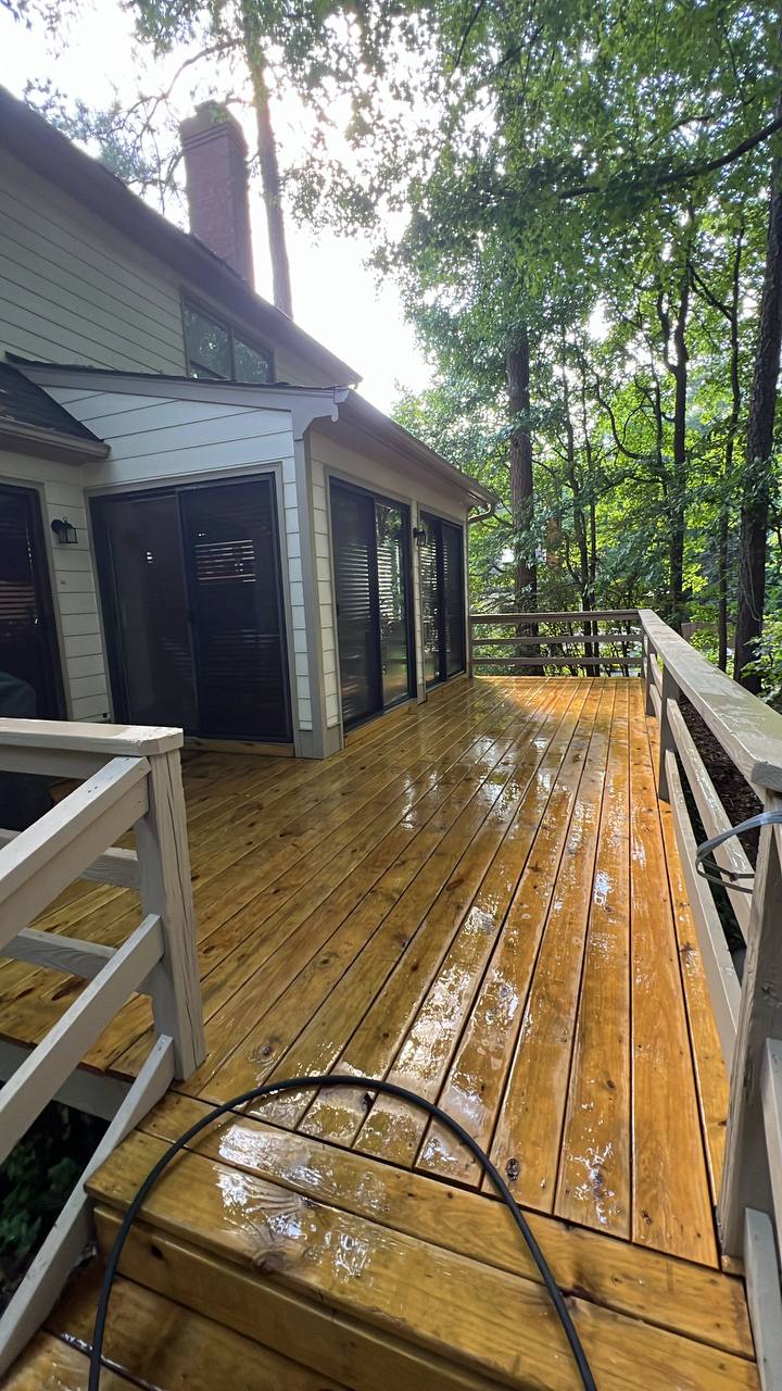 Clean deck after pressure washing