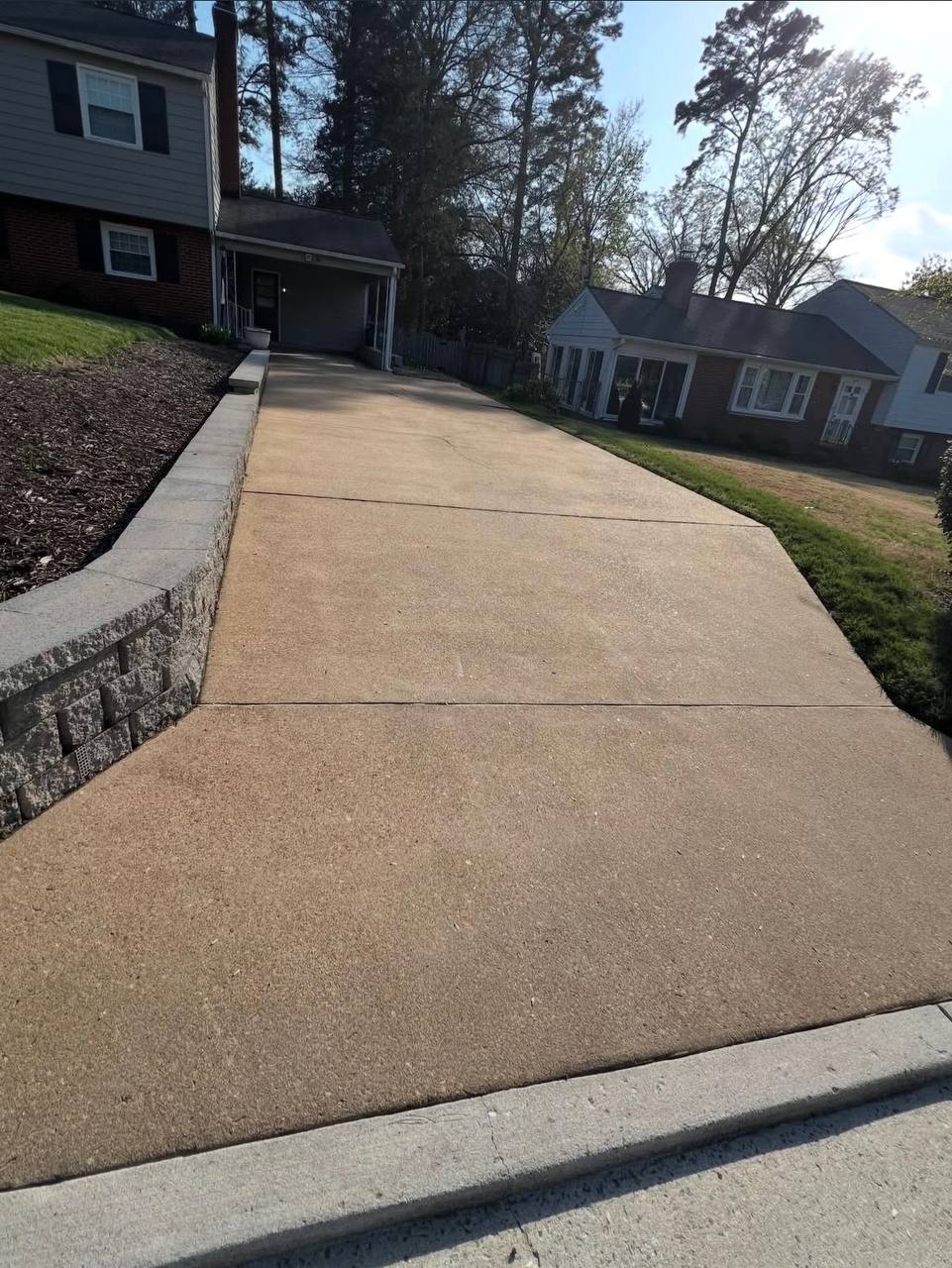 Clean driveway after pressure washing