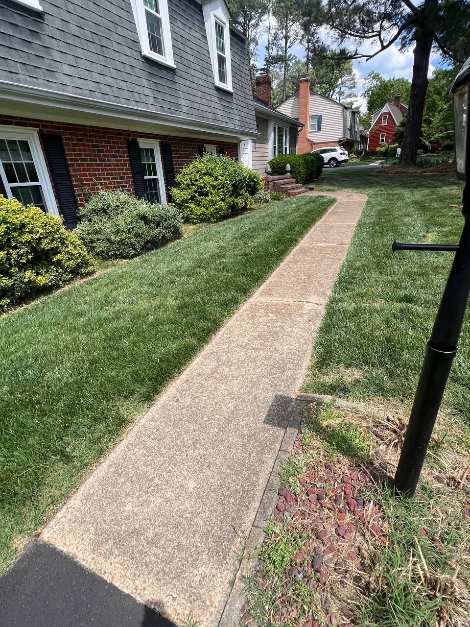 Sidewalk before pressure washing