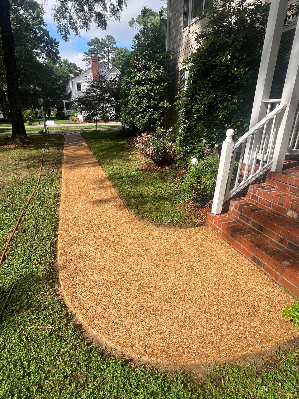 Clean walkway after pressure washing